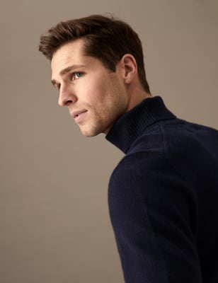 

Mens Autograph Pure Cashmere Roll Neck Jumper - Midnight Navy, Midnight Navy