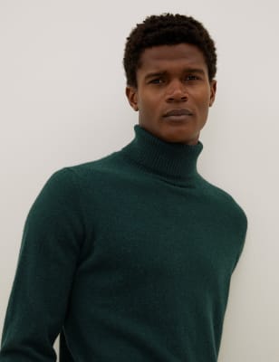 

Mens Autograph Jersey 100% cashmere de cuello vuelto - Dark Evergreen, Dark Evergreen