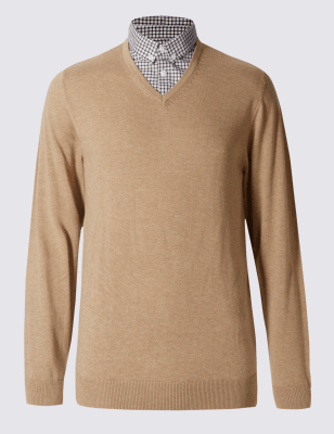 Marks and spencer shop mock shirt jumper men's