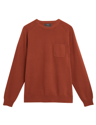 

Mens M&S Collection Pure Cotton Pocket Crew Neck Jumper - Orange, Orange