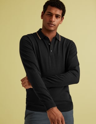 m&s black polo shirts