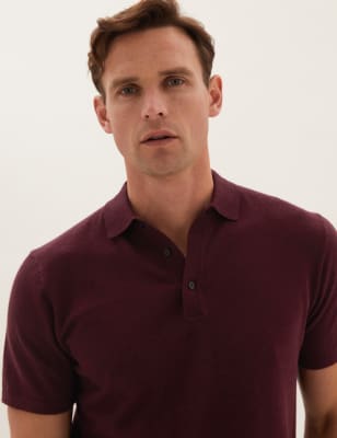 

Mens M&S Collection Cotton Rich Knitted Polo Shirt - Dark Red, Dark Red
