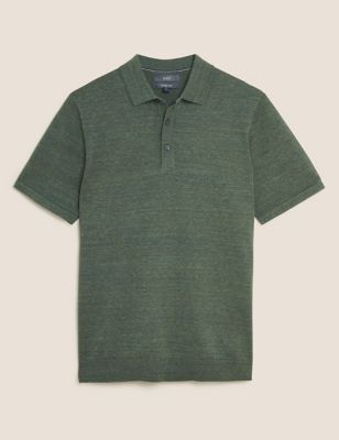 M&S Mens Cotton Rich Knitted Polo Shirt
