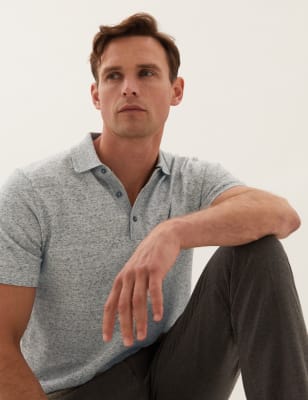

M&S Collection Polo de punto de algodónMens - Grey Marl, Grey Marl