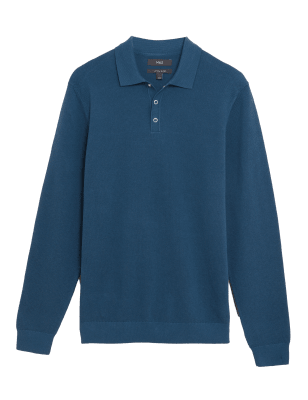 

Mens M&S Collection Cotton Modal Textured Knitted Polo Shirt - Dark Turquoise, Dark Turquoise