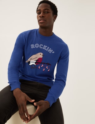 

M&S Collection Jersey navideño 100% algodónMens - Blue, Blue