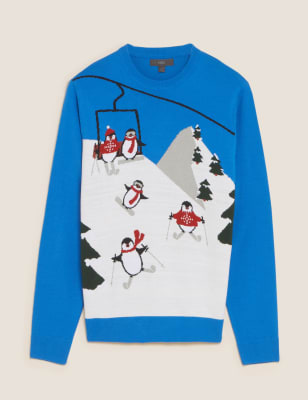 

Mens M&S Collection Novelty Christmas Jumper - Light Airforce, Light Airforce