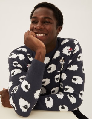 

Mens M&S Collection Sheep Christmas Jumper - Green, Green