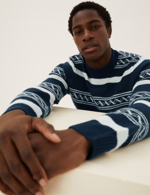 

M&S Collection Jersey Fair Isle con escote cerradoMens - Dark Navy, Dark Navy