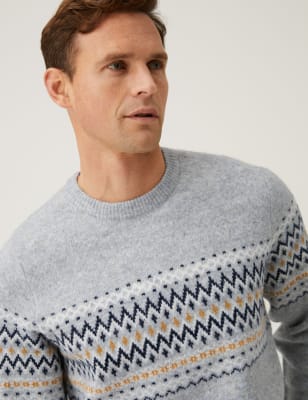 Fair isle jumper deals mens marks and spencer