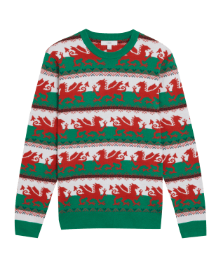 

Mens M&S Collection Welsh Christmas Jumper - Multi, Multi