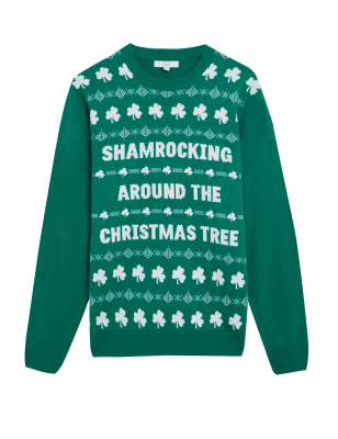 

Mens M&S Collection Weihnachtspullover mit Irland-Motiv - Green, Green