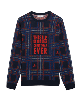 

Mens M&S Collection Scottish Christmas Jumper - Navy, Navy