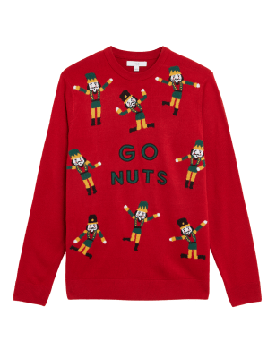 

Mens M&S Collection Nutcracker Christmas Crew Neck Jumper - Red, Red