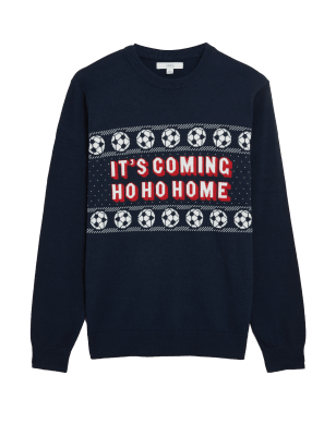 

Mens M&S Collection Men's Pure Cotton English Christmas Jumper - Navy, Navy