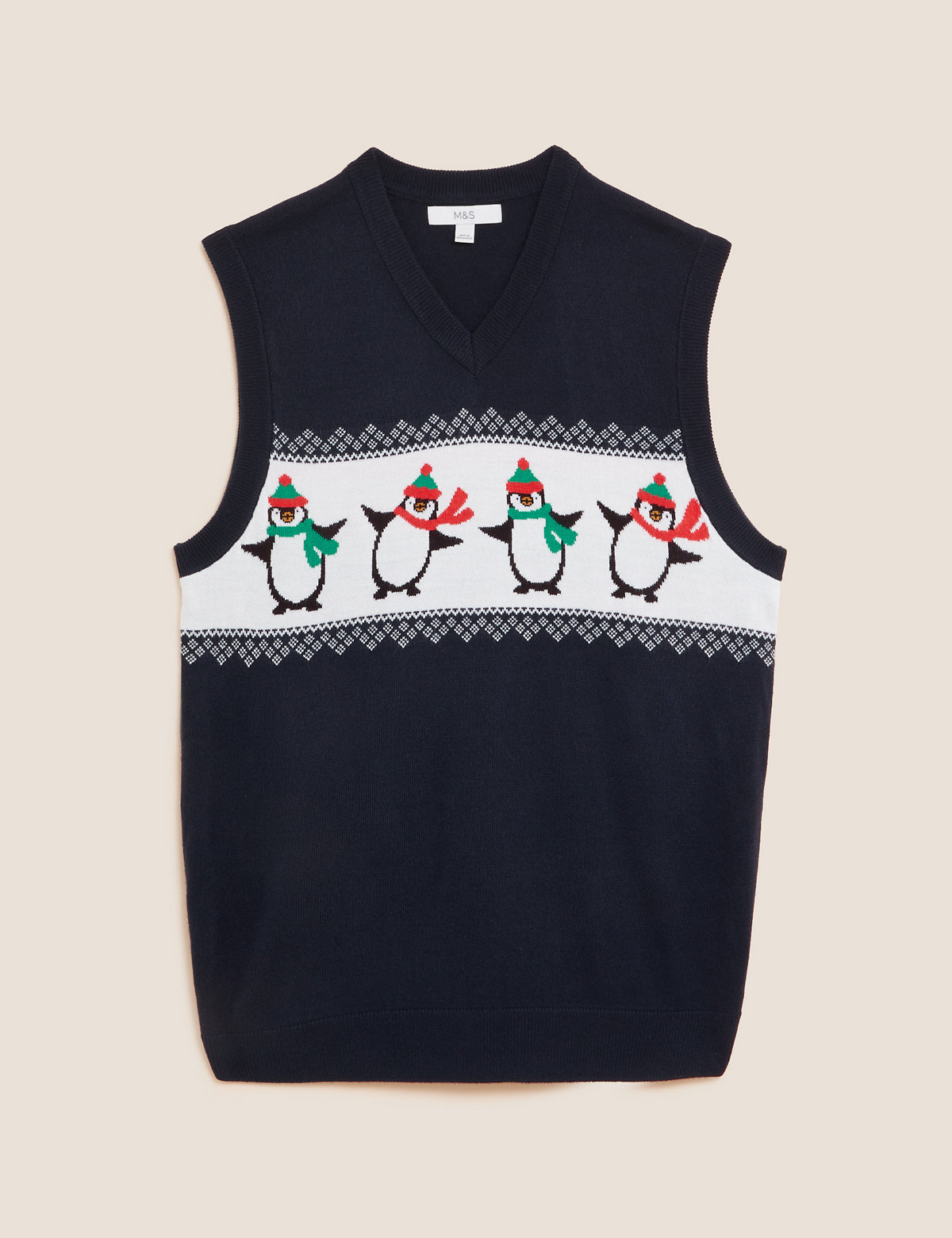 Sleeveless Penguin V-Neck Christmas Jumper
