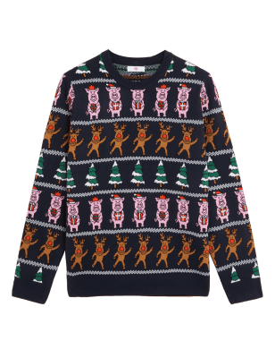 

Mens M&S Collection Weihnachtspullover mit Rundhalsausschnitt und Percy Pig™-Motiv - Navy, Navy