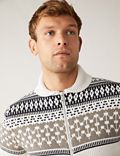 Cotton Blend Fair Isle Knitted Jacket