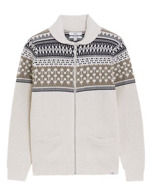 

Mens M&S Collection Cotton Blend Fair Isle Knitted Jacket - Neutral, Neutral