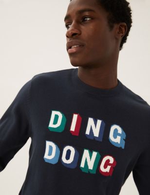 

Mens M&S Collection Pure Cotton Ding Dong Christmas Jumper - Navy Mix, Navy Mix