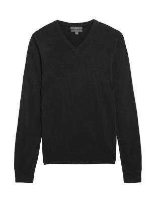 

Mens M&S Collection Cashmilon™ - Pullover mit V-Ausschnitt - Black, Black