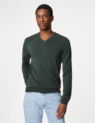 Pure Acrylic Plain V-Neck Jumper