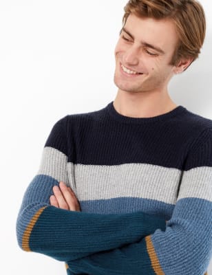 Pull ultra-doux &agrave; encolure ronde et motif color block