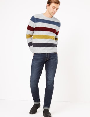 Pull ultra-doux &agrave; encolure ronde et rayures