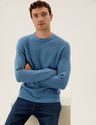 

Mens M&S Collection Super Soft Crew Neck Jumper - Bright Blue, Bright Blue