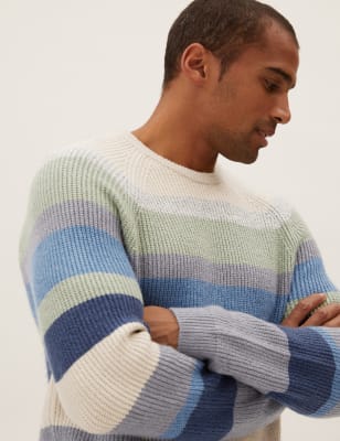 

M&S Collection Jersey de rayas muy suave con escote cerradoMens - Blue Mix, Blue Mix