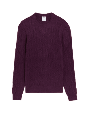 

Mens M&S Collection Supersoft Cable Crew Neck Jumper - Plum, Plum