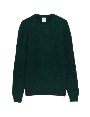 

Mens M&S Collection Supersoft Cable Crew Neck Jumper - Green, Green