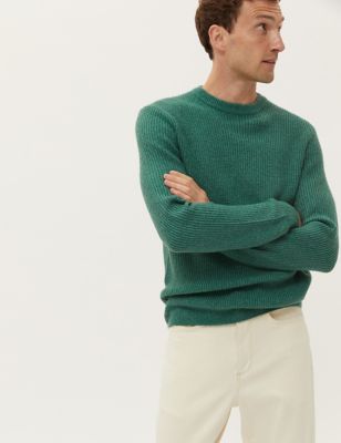 Marks And Spencer Mens M&S Collection Supersoft Crew Neck Jumper - Green, Green