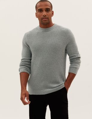 Marks And Spencer Mens M&S Collection Supersoft Crew Neck Jumper - Grey