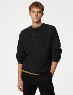 

Mens M&S Collection Supersoft Chunky Crew Neck Jumper - Dark Navy, Dark Navy