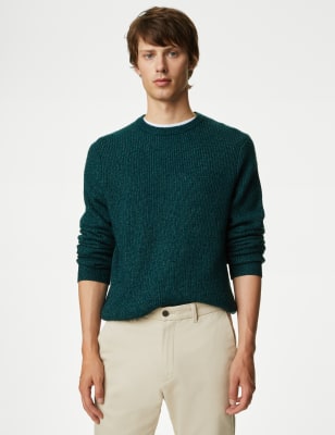 

Mens M&S Collection Besonders weicher Grobstrick-Pullover mit Rundhalsausschnitt - Dark Teal, Dark Teal