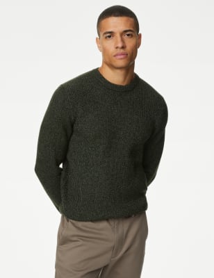 

Mens M&S Collection Supersoft Chunky Crew Neck Jumper - Dark Khaki, Dark Khaki