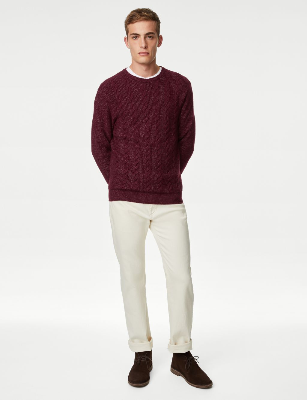Men's Charles Tyrwhitt Pure Merino Full Zip Through Cardigan - Burgundy Red Size Large Wool