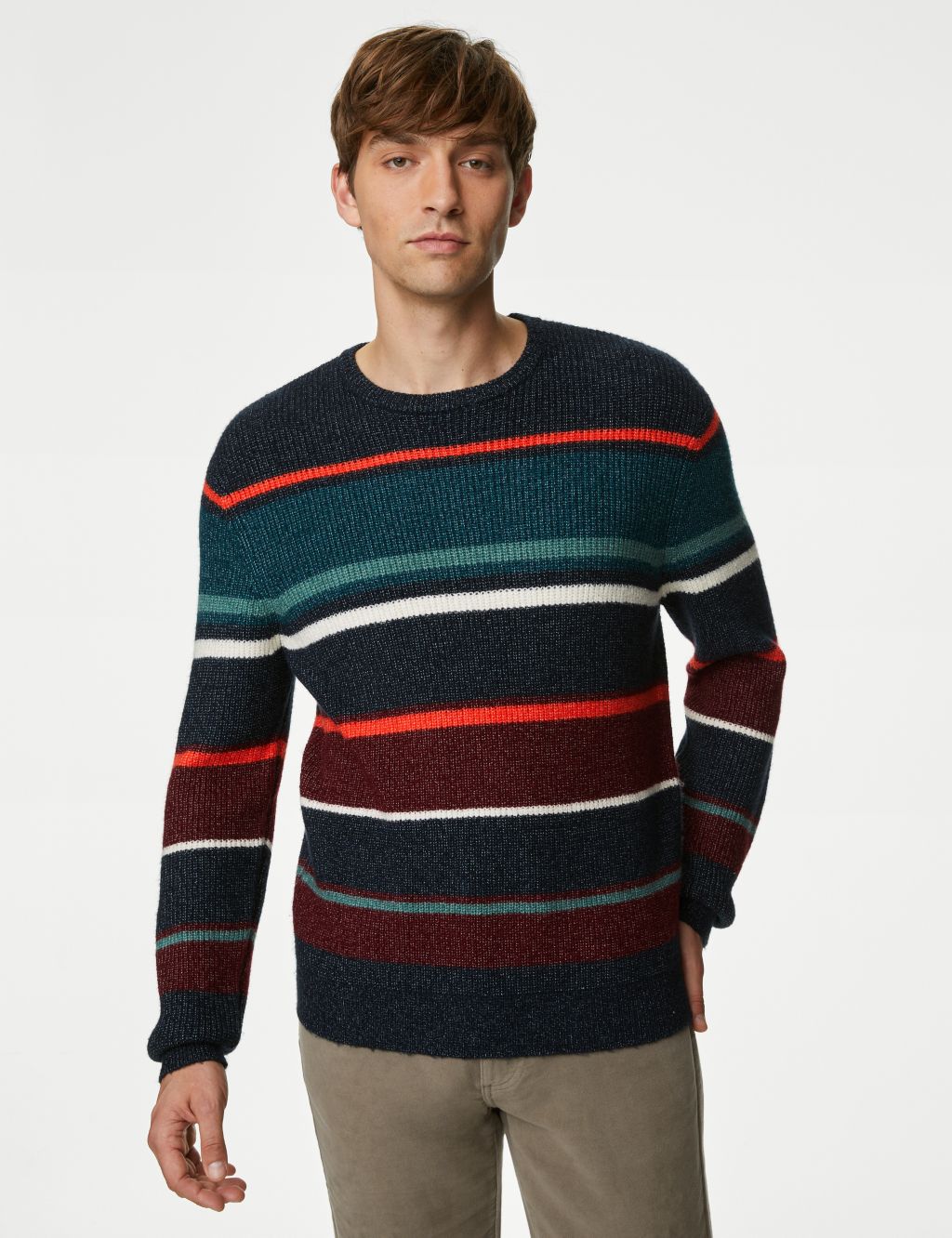 Supersoft Striped Chunky Crew Neck Jumper image 4