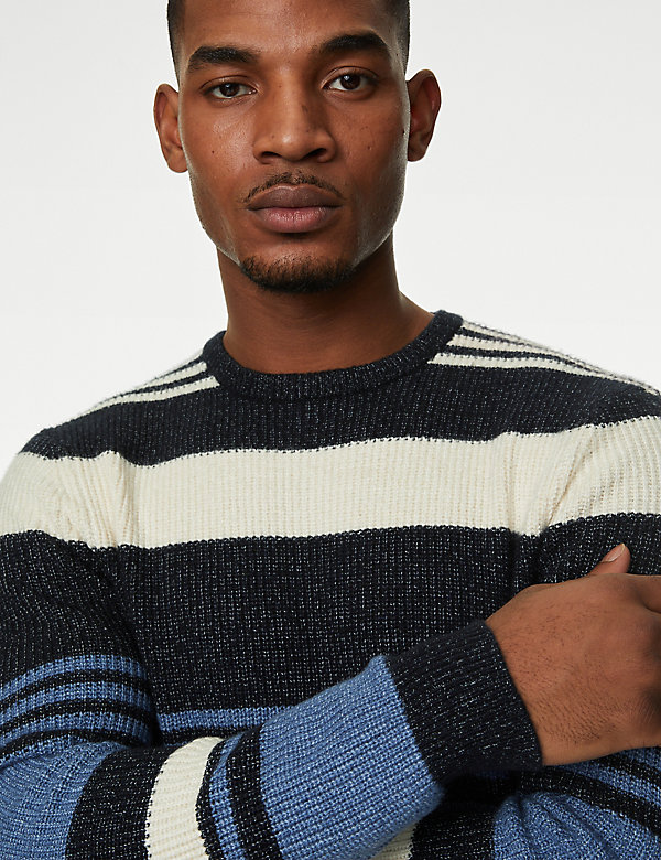 Supersoft Striped Chunky Crew Neck Jumper - HR