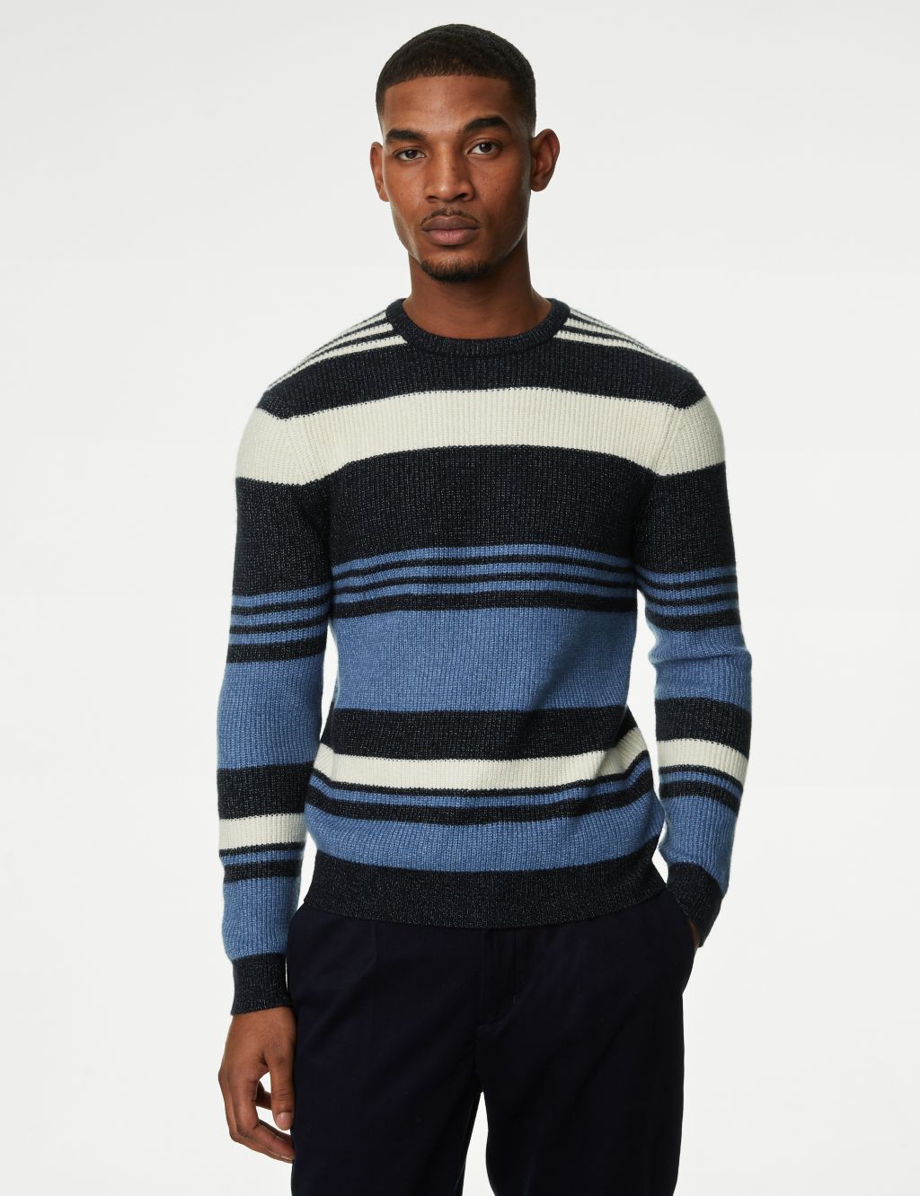 Supersoft Striped Chunky Crew Neck Jumper image 3
