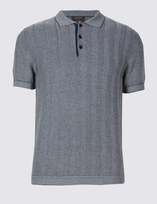 Pure Cotton Textured Slim Fit Polo Shirt | Limited Edition | M&S