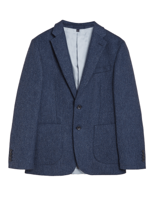 

M&S SARTORIAL Pure British Wool Herringbone Jacket - Navy, Navy