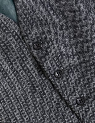 

Mens M&S SARTORIAL Pure British Wool Herringbone Waistcoat - Grey, Grey