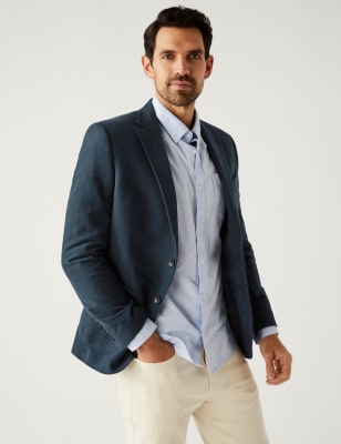 Marks And Spencer M&S SARTORIAL Pure Cotton Moleskin Jacket - Navy, Navy