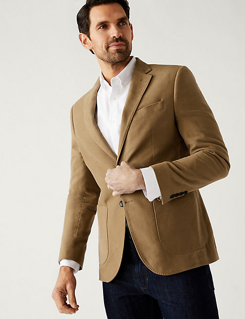 Marks And Spencer M&S SARTORIAL Pure Cotton Moleskin Jacket - Tan