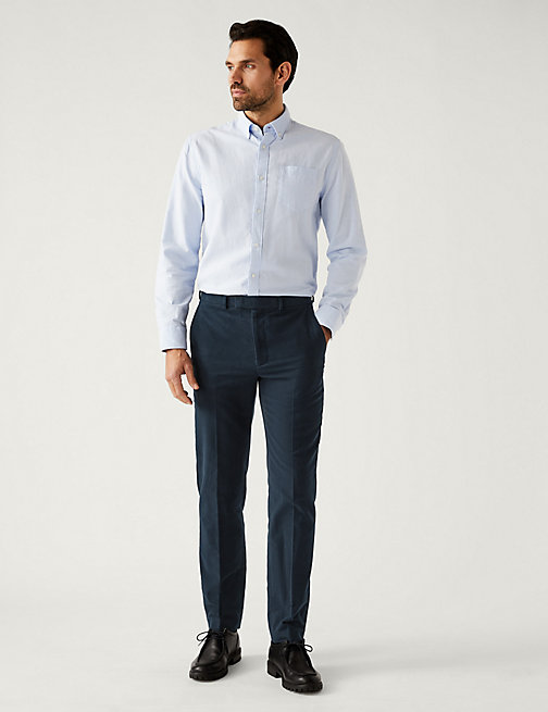 Marks And Spencer Mens M&S Collection Pure Cotton Moleskin Trousers - Navy