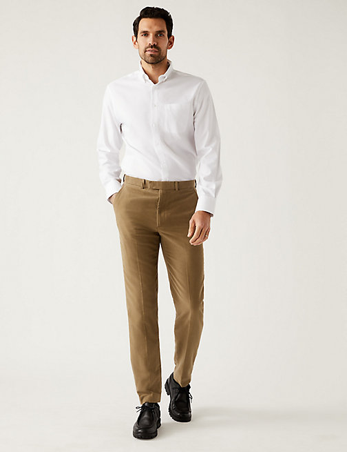 Marks And Spencer Mens M&S Collection Pure Cotton Moleskin Trousers - Tan, Tan