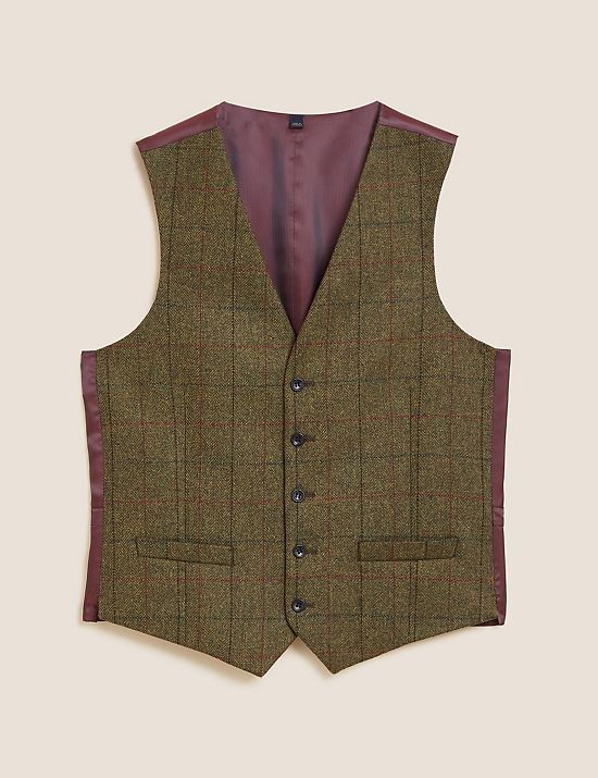Pure British Wool Check Waistcoat