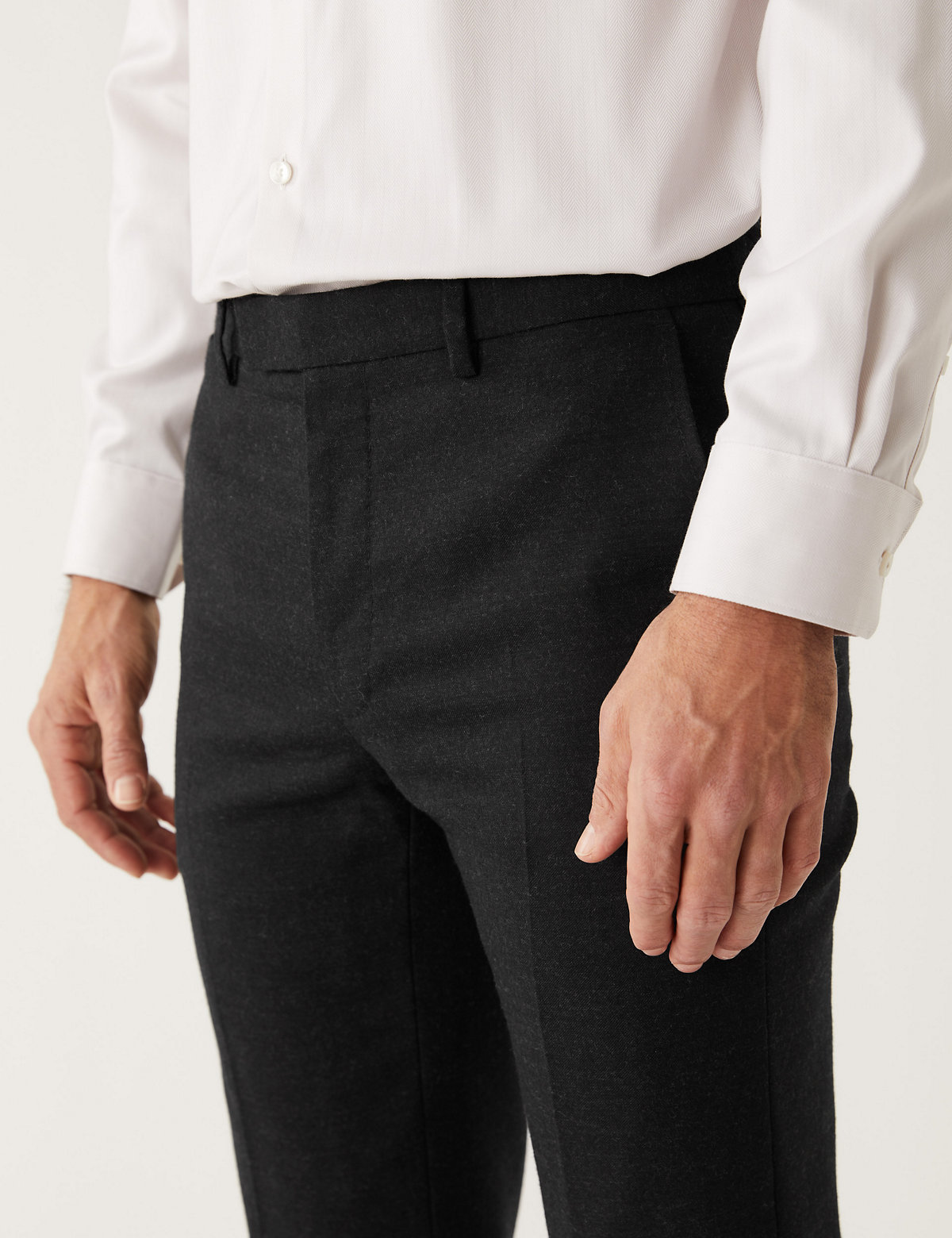 Tailored Fit Pure Wool Flannel Trousers